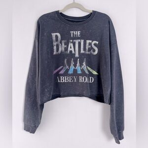 Apple Corps. LTD The Beatles Abbey Road Women's Cropped Gray Sweatshirt Size L